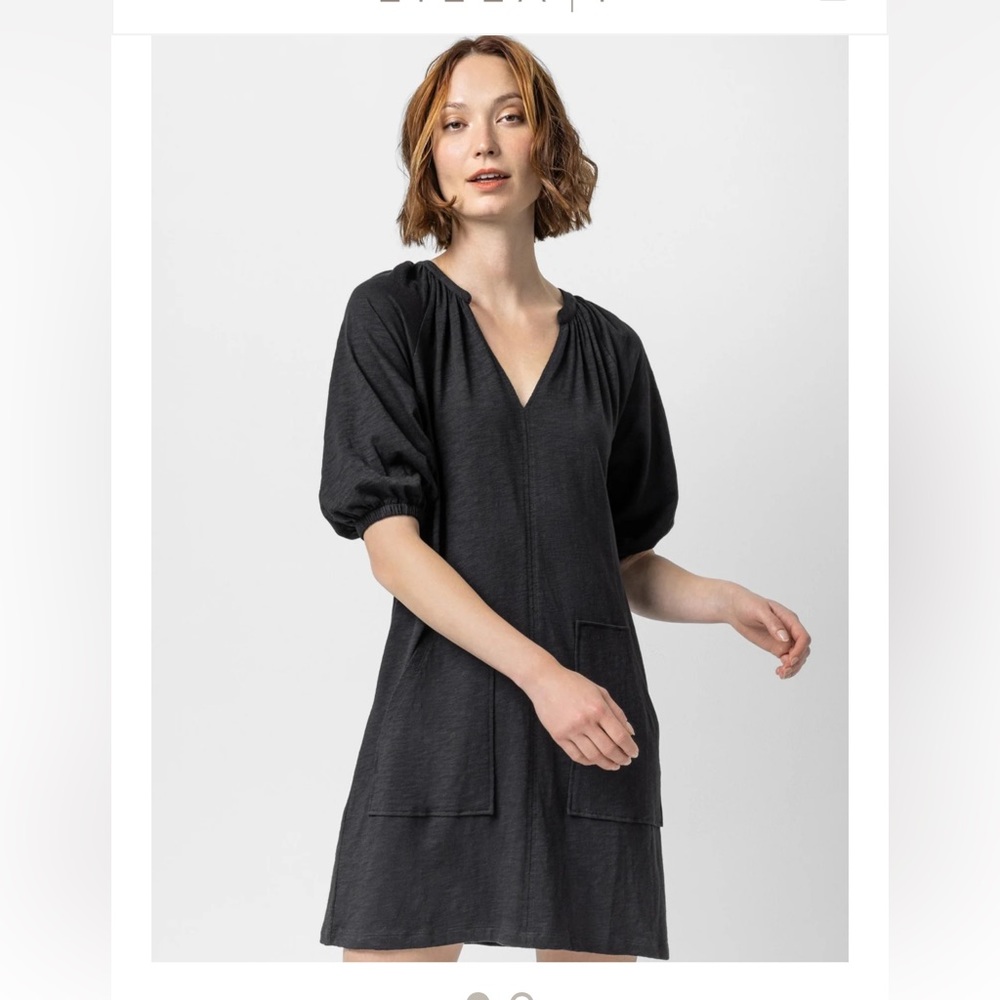 Lilla P 3/4 Sleeve Split Neck Dress NWT